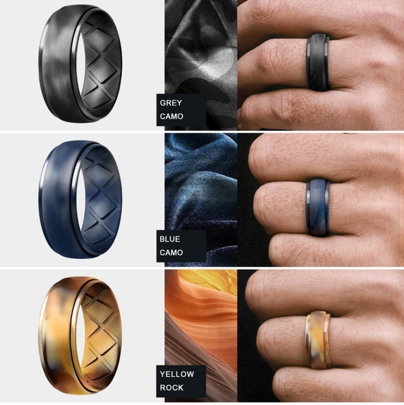 7Pk-Mens Multicolor Silicone Rings/Bands-Sz.13 - Picture 3 of 5